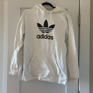 Adidas Men's Cream Hoodie with Black Logo